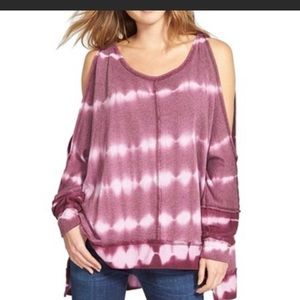 Free People tie dye sweatshirt cold shoulder xs